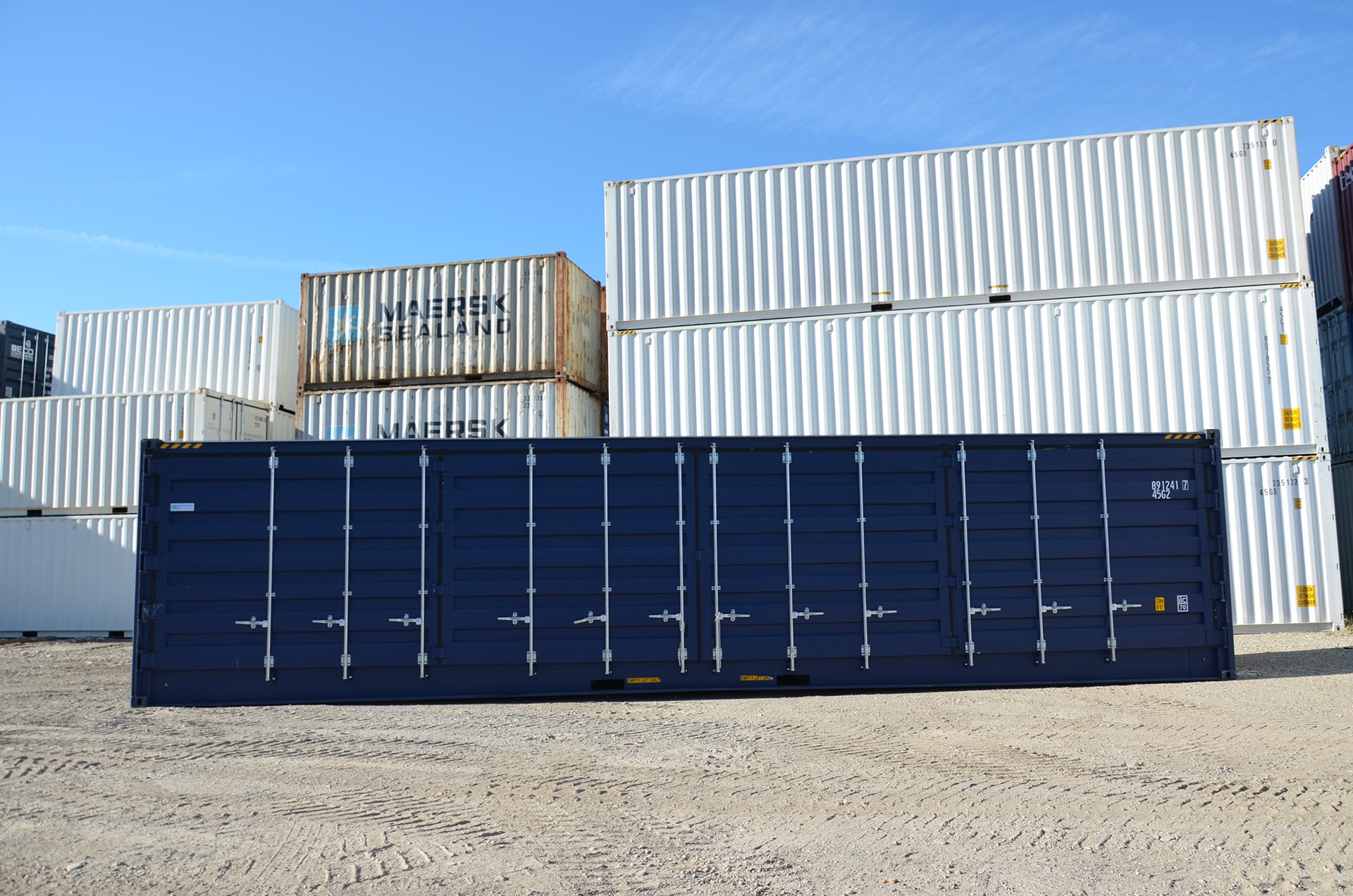 Container 40 pieds HC open side, Conteneur bleu 40 pieds open side
