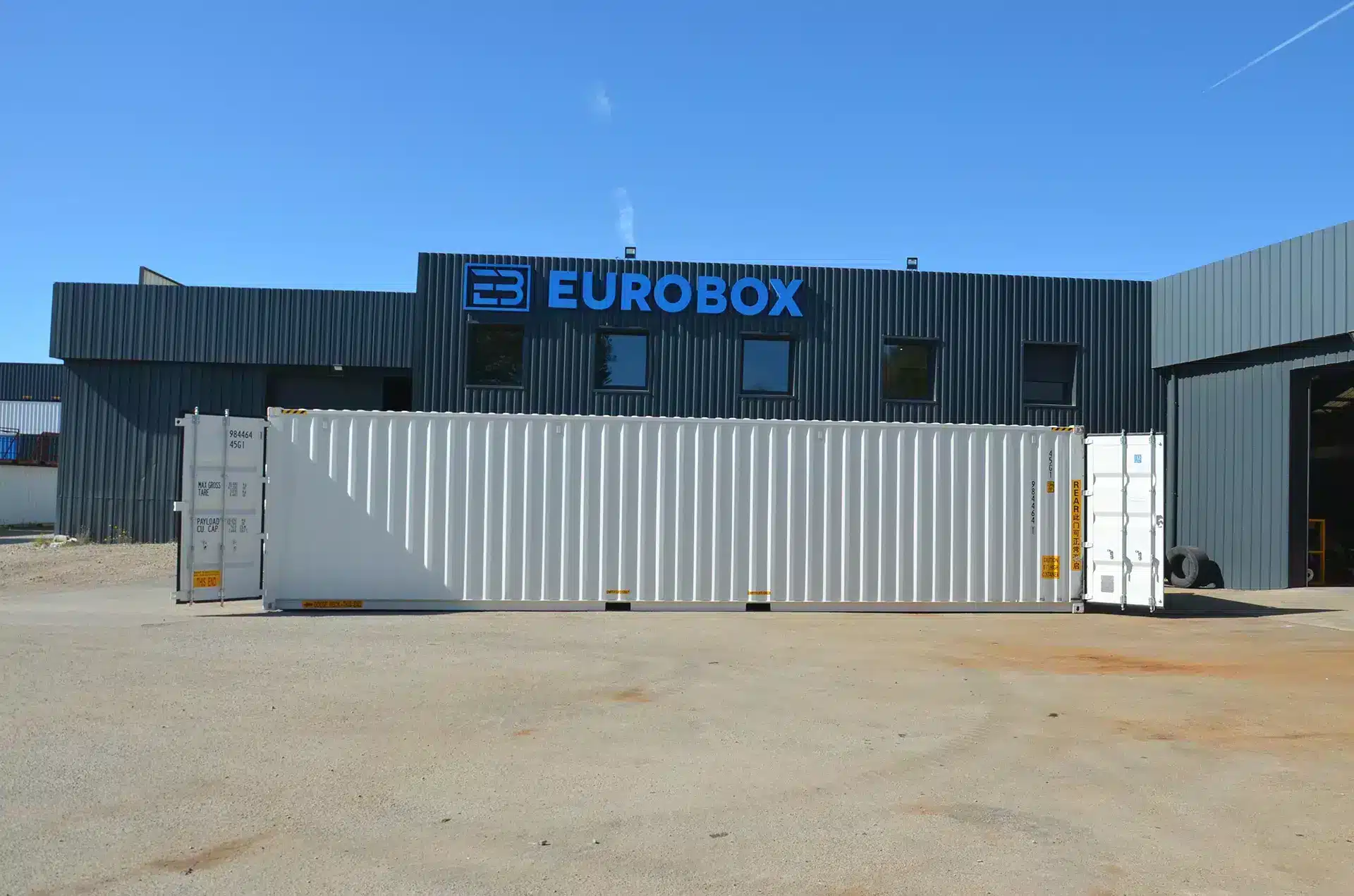Eurobox vendeur de conteneur double porte 40 pieds neuf, container Blanc double porte 12 mètres de long